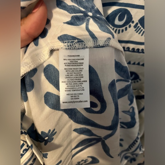 ANTHROPOLOGY Corey Lynn Calter Blue Rayon Print Mini Shirt Dress Size Small - Picture 8 of 9